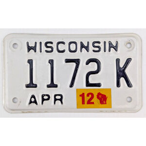 Wisconsin Motorcycle Cycle License Plate Tag Expired 2012